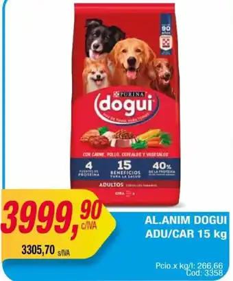 Maxiconsumo AL.ANIM DOGUI ADU/CAR 15 kg oferta