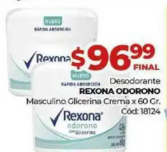 Diarco Rexona Odorono Desodorante Masculino Glicerina Cremax 60gr oferta
