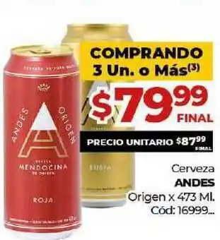 Diarco Andes Cerveza Origen x 473ml oferta