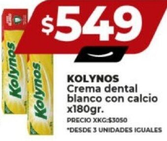 Supermayorista Vital KOLYNOS Crema dental blanco con calcio x180gr. oferta