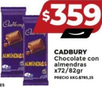 Supermayorista Vital CADBURY Chocolate con almendras x72/82gr oferta