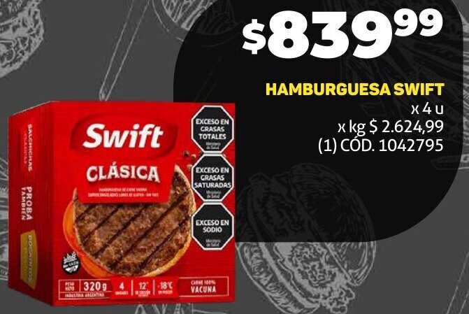 Makro HAMBURGUESA SWIFT X 4U oferta