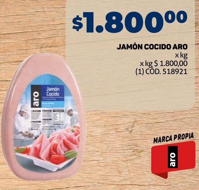 Makro JAMÓN COCIDO ARO x kg oferta
