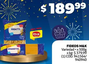 Makro FIDEOS M&K Variedad x 500g oferta