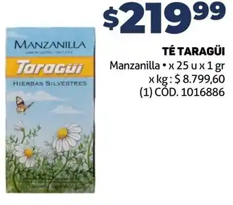 Makro TÉ TARAGÜI Manzanilla x 25 ux 1gr oferta