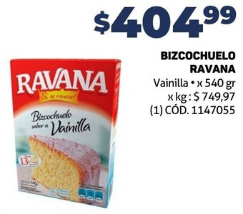 Makro BIZCOCHUELO RAVANA Vainilla x 540 gr oferta