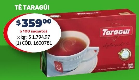 Makro TÉ TARAGÚI x 100 saquitos oferta