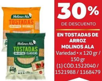 Makro EN TOSTADAS DE ARROZ MOLINOS ALA Variedad x 120 gr / 150 gr oferta