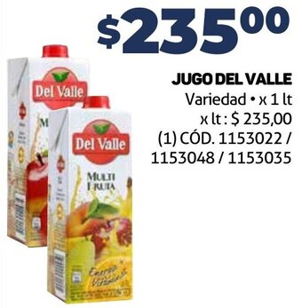 Makro JUGO DEL VALLE Variedad x 1 lt oferta