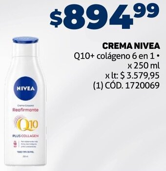 Makro CREMA NIVEA Q10+ colágeno 6 en 1. x 250 ml oferta