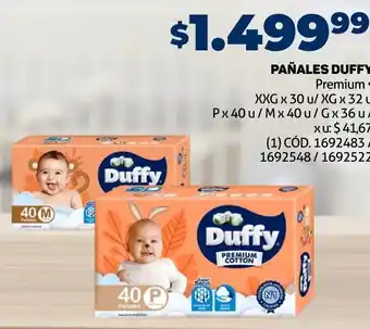 Makro PAÑALES DUFFY Premium • XXG x 30 u/ XG x 32 u Px 40 u/Mx 40 u/Gx 36 u/ oferta