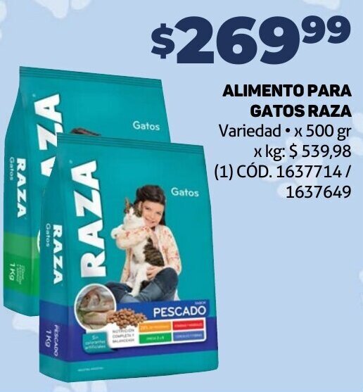 Makro ALIMENTO PARA GATOS RAZA Variedad x 500 gr oferta