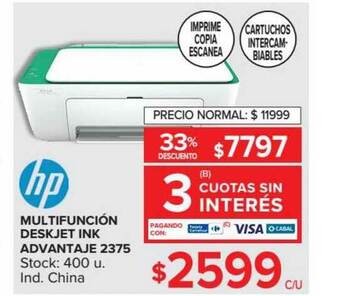 Carrefour Multifunción Deskjet Ink Advantaje 2375 Hp oferta