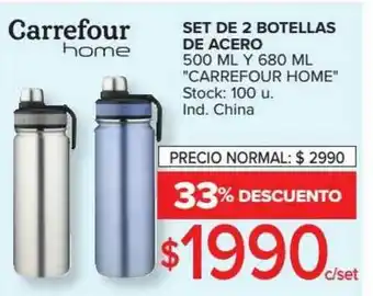 Carrefour Set De 2 Botellas De Acero 500ml oferta