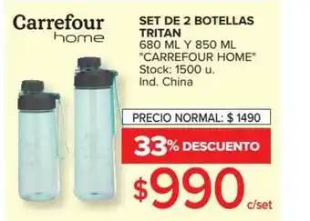 Carrefour Set De 2 Botellas Tritan 680ml oferta