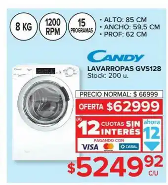 Carrefour Candy Lavarropas Gvs128 oferta