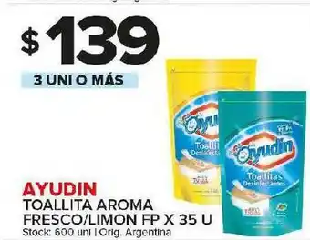 Carrefour Maxi Ayudin Toallita Aroma Fresco Limon x35 u oferta
