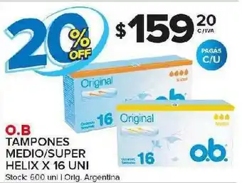 Carrefour Maxi O.b. Tampones Medio Super Helix x16 uni oferta