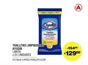 Atomo Conviene Ayudín Toallitas Limpiadoras Limón x24 unidades oferta