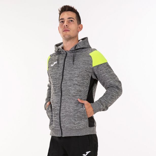 Joma Chaqueta con capucha hombre crew iii gris melange amarillo negro oferta