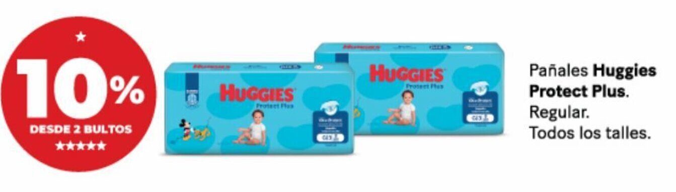 Supermayorista Vital Pañales Huggies Protect Plus. Regular. Todos los talles. oferta