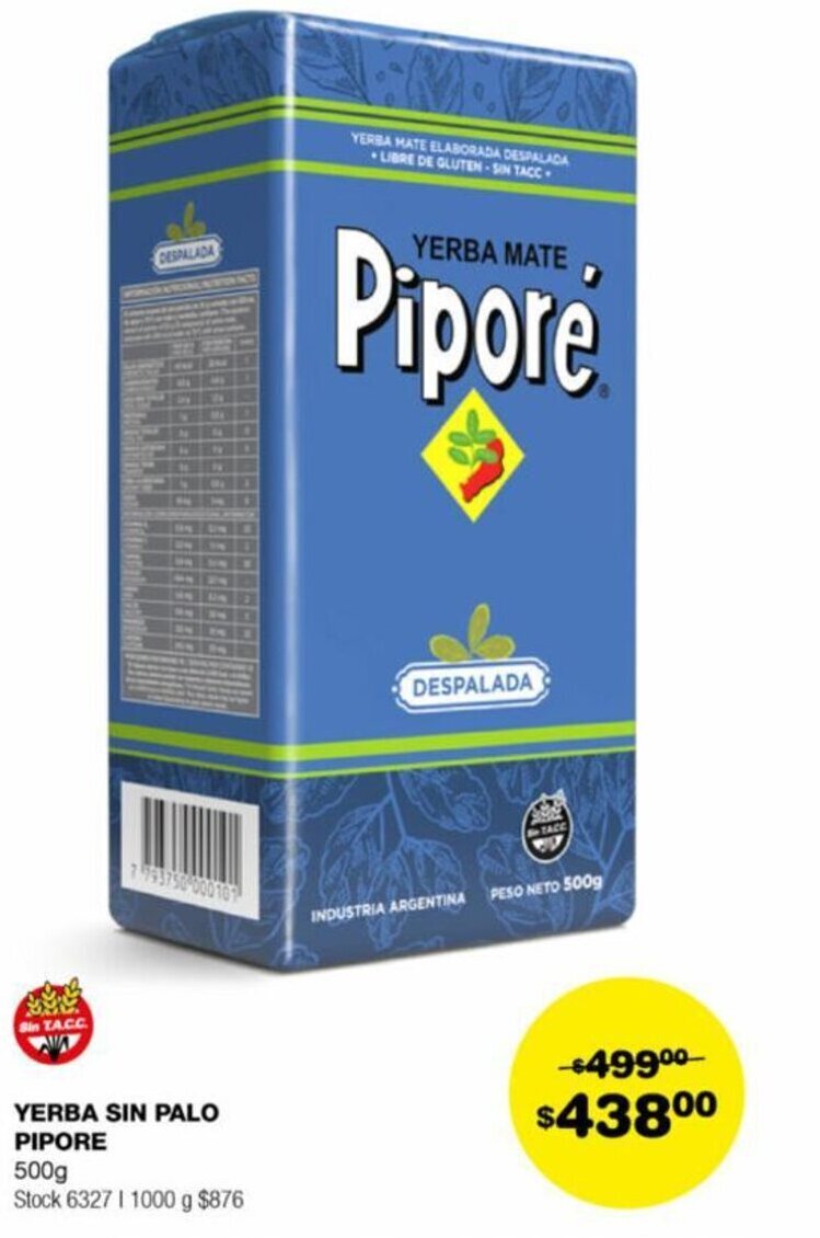 Atomo Conviene YERBA SIN PALO PIPORE 500g oferta