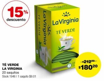 Atomo Conviene TÉ VERDE LA VIRGINIA 20 saquitos oferta