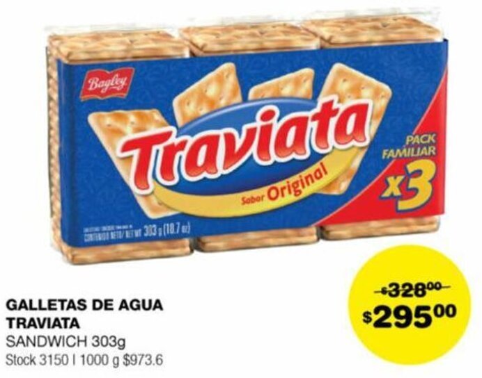 Atomo Conviene GALLETAS DE AGUA TRAVIATA 303g oferta