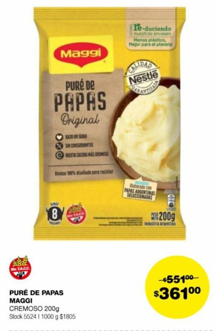 Atomo Conviene PURÉ DE PAPAS MAGGI CREMOSO 200g oferta