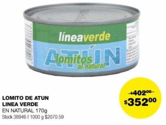 Atomo Conviene LOMITO DE ATUN LINEA VERDE EN NATURAL 170g oferta