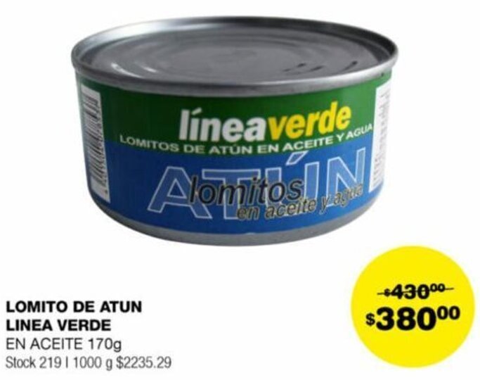 Atomo Conviene LOMITO DE ATUN LINEA VERDE EN ACEITE 170g oferta