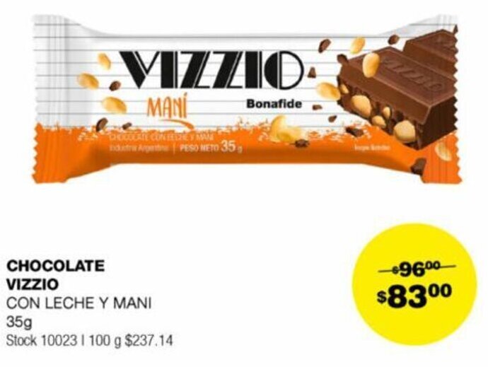 Atomo Conviene CHOCOLATE VIZZIO CON LECHE Y MANI 35g oferta