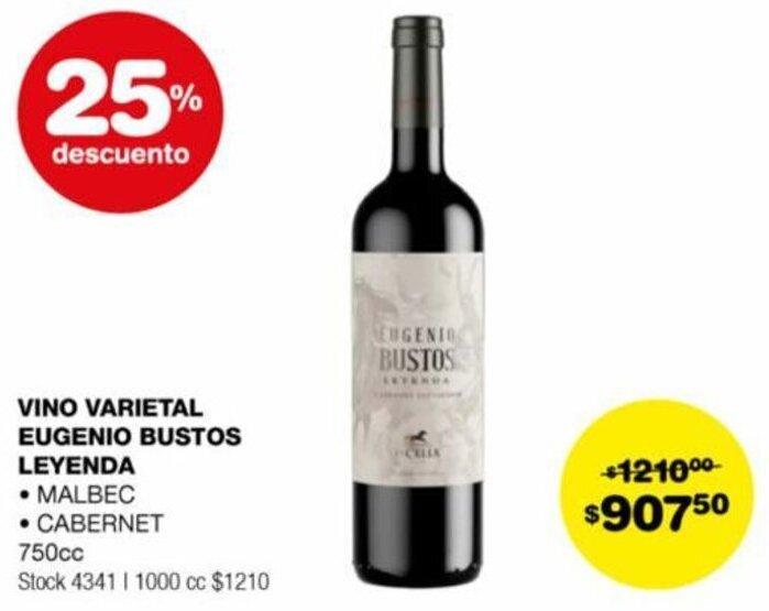 Atomo Conviene VINO VARIETAL EUGENIO BUSTOS LEYENDA 750cc oferta