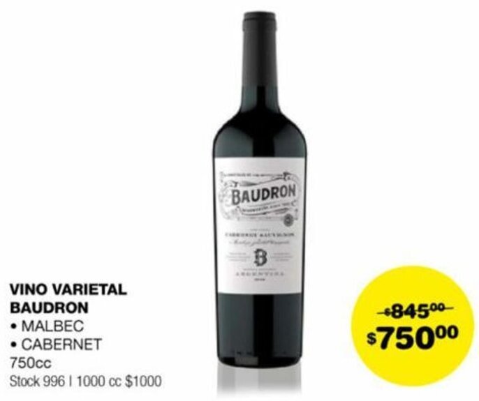 Atomo Conviene VINO VARIETAL BAUDRON 750cc oferta