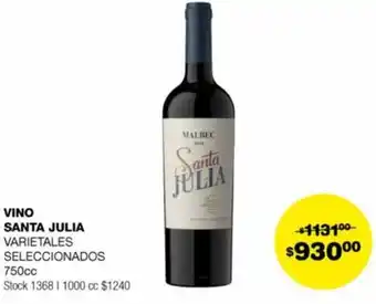 Atomo Conviene VINO SANTA JULIA VARIETALES SELECCIONADOS 750cc oferta