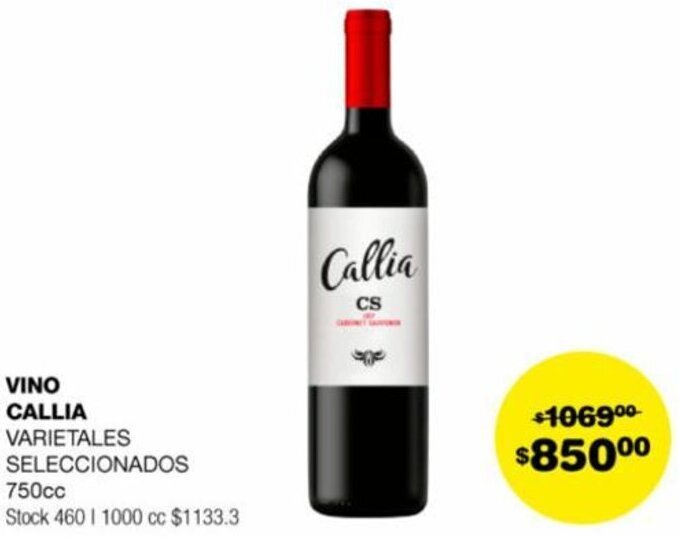 Atomo Conviene VINO CALLIA VARIETALES SELECCIONADOS 750cc oferta