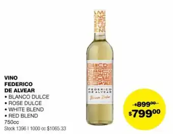 Atomo Conviene VINO FEDERICO DE ALVEAR 750cc oferta