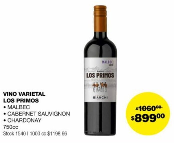 Atomo Conviene VINO VARIETAL LOS PRIMOS 750cc oferta