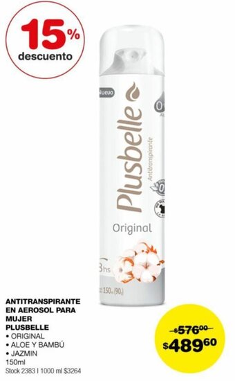 Atomo Conviene ANTITRANSPIRANTE EN AEROSOL PARA MUJER PLUSBELLE 150ML oferta