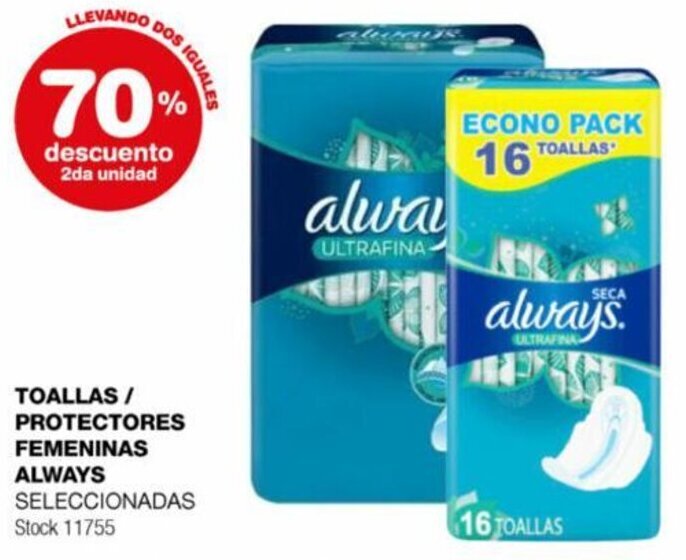 Atomo Conviene TOALLAS / PROTECTORES FEMENINAS ALWAYS oferta