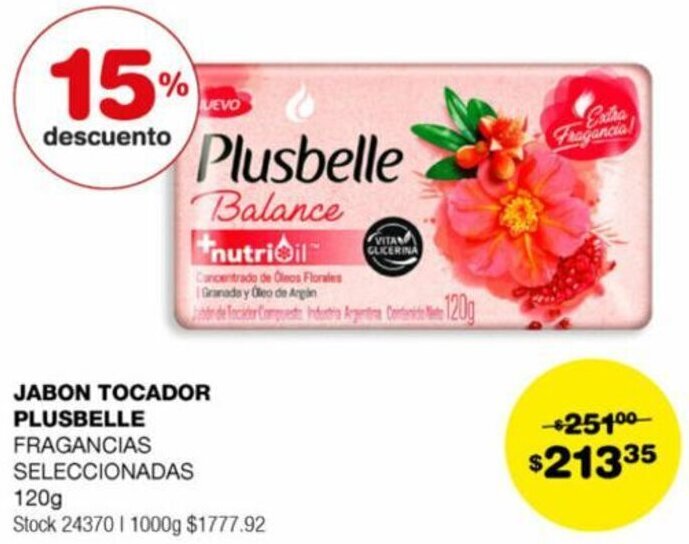Atomo Conviene JABON TOCADOR PLUSBELLE 120g oferta