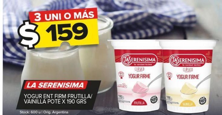 Carrefour Maxi Yogur entero firme la serenísima 190g oferta