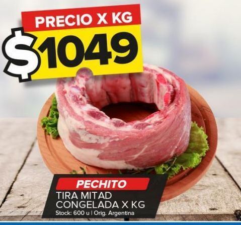 Carrefour Maxi Pechito tira mitad kg oferta