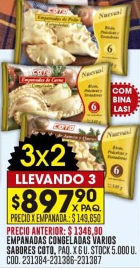Coto EMPANADAS CONGELADAS VARIOS SABORES COTO oferta