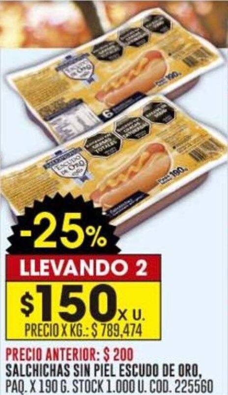 Coto SALCHICHAS SIN PIÉL ESCUDO DE ORO oferta