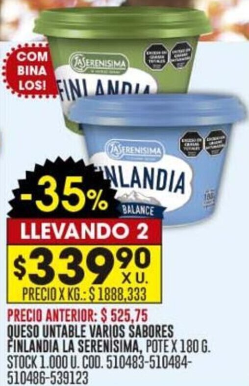 Coto QUESO UNTABLE VARIOS ŠABORES FINLANDIA LA SERENISIMA oferta
