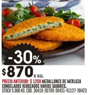 Coto MEDALLONES DE MERLUZA CONGELADOS REBOZADOS VARIOS SABORES oferta