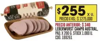 Coto LEBERWURST CAMPO AUSTRAL oferta