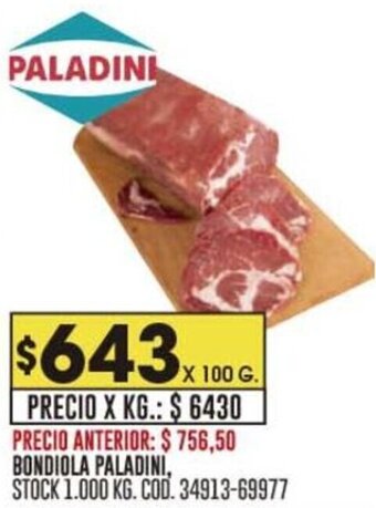 Coto BONDIOLA PALADINI 100G oferta
