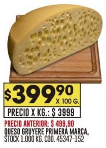 Coto QUESO GRUYERE PRIMERA MARCA oferta